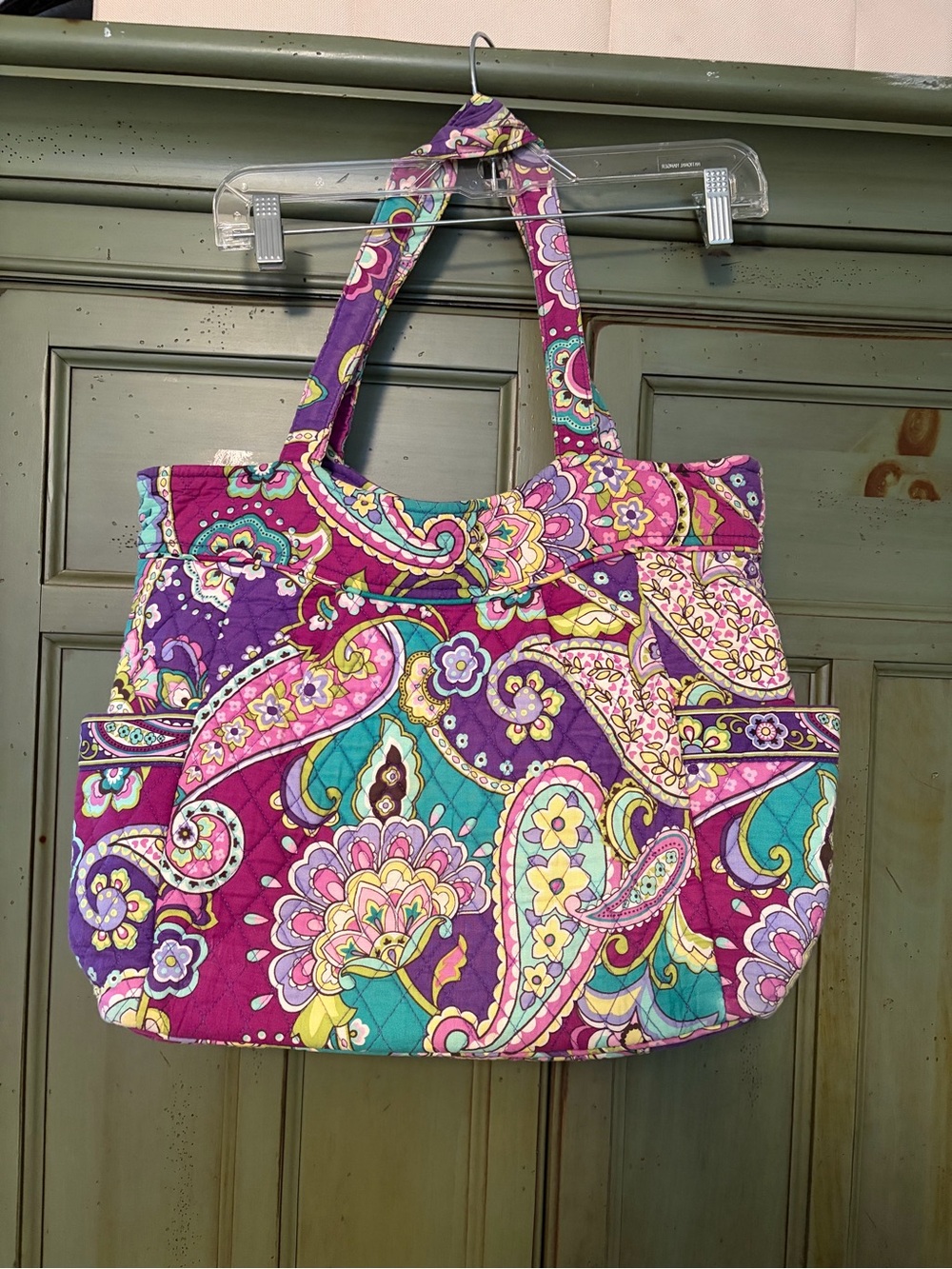 Vera Bradley Purple Paisley Quilted Tote with Teal and Pink Accents - Picture 2 of 7